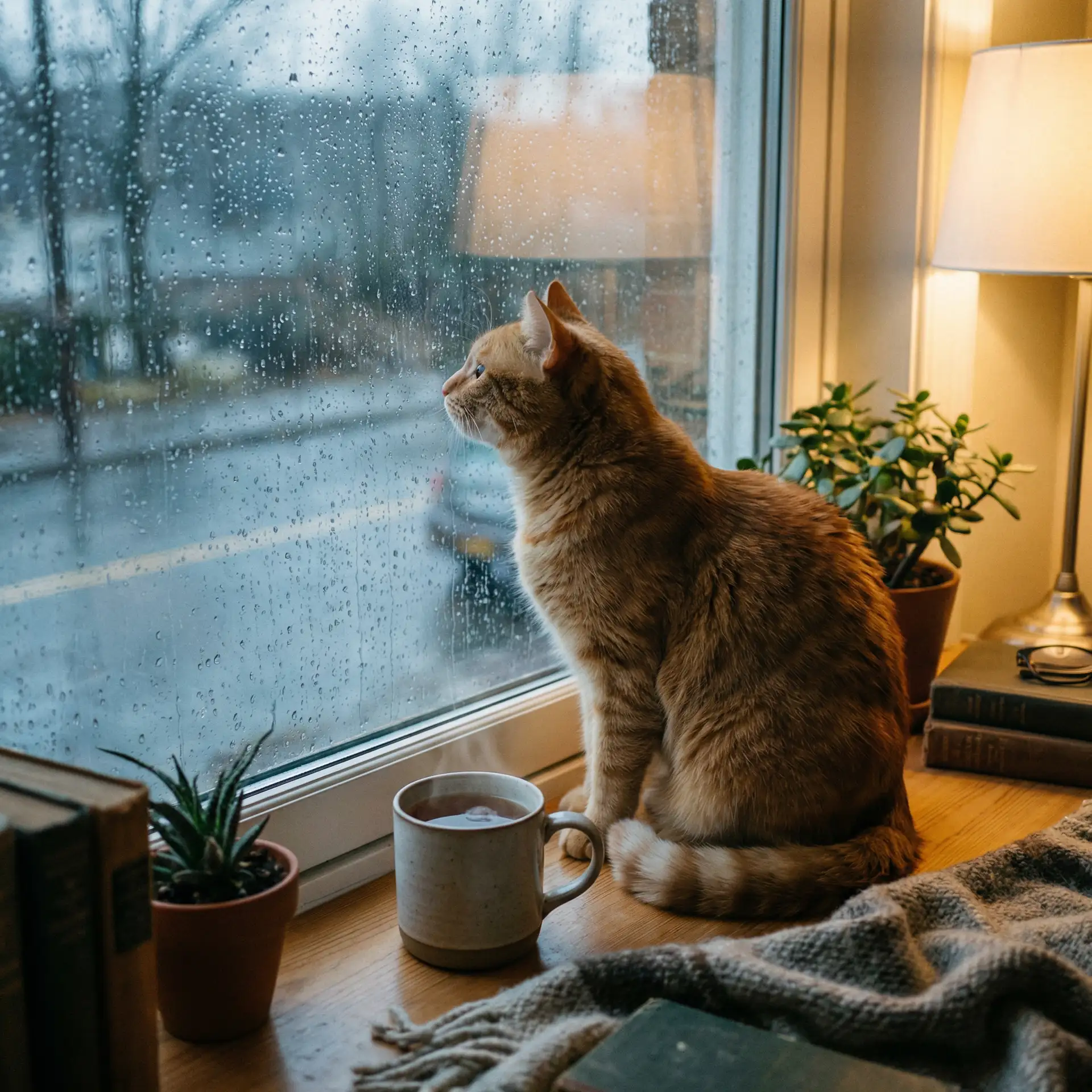 猫咪望着窗外的雨 - 男人四色网站